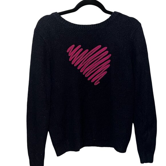 Sweaters - NAVY BLUE SWEATER WITH PINK HEART